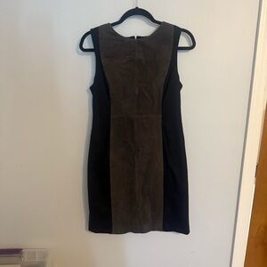 Rag & Bone Size 10 Lamb Suede Brown and Black Panel Sleeveless Sheath Dress